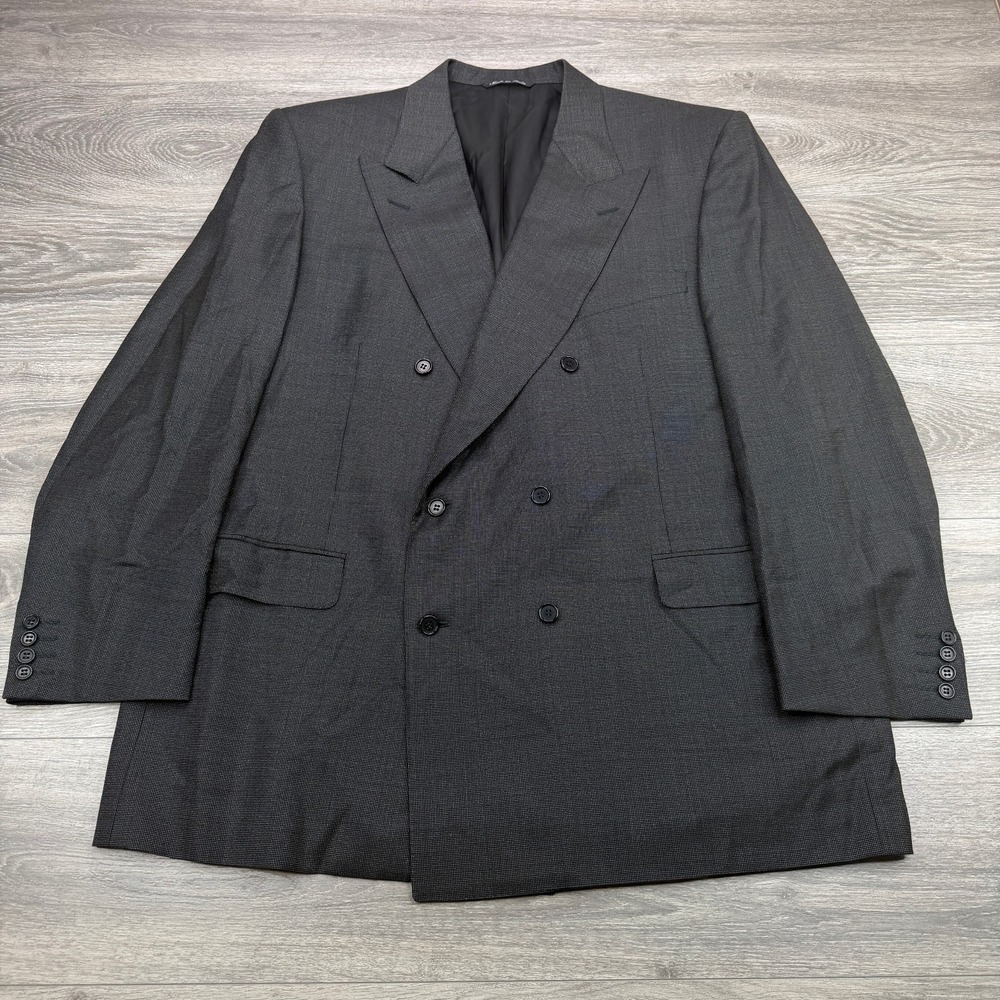 Canali Sport Coat Mens 52R Gray Wool Textured Double Breasted Blazer Italy Made